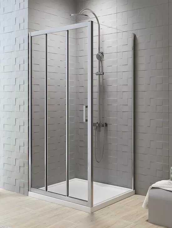 New Trendy New Varia Kabina Prysznicowa Narożna Prostokątna Drzwi Przesuwne Podwójne 90x80 cm (D-0263A/D-0104B)